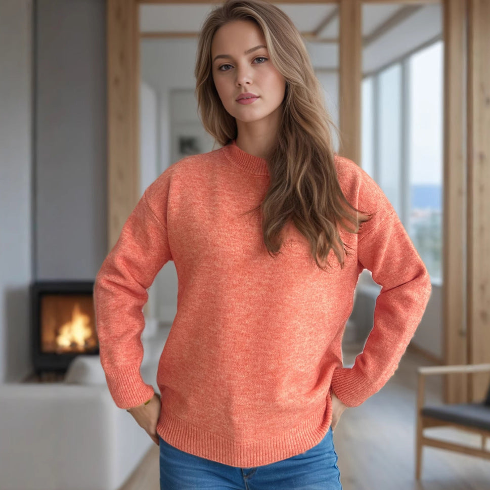 Damen lässiger Pullover mit weitem Schnitt und modernem Rippstrickdesign Drune