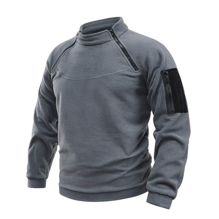 Herren Thermo-Tactical-Sweatshirt mit Fleece-Innenfutter, Reißverschluss-Schultern & Armtasche Drune