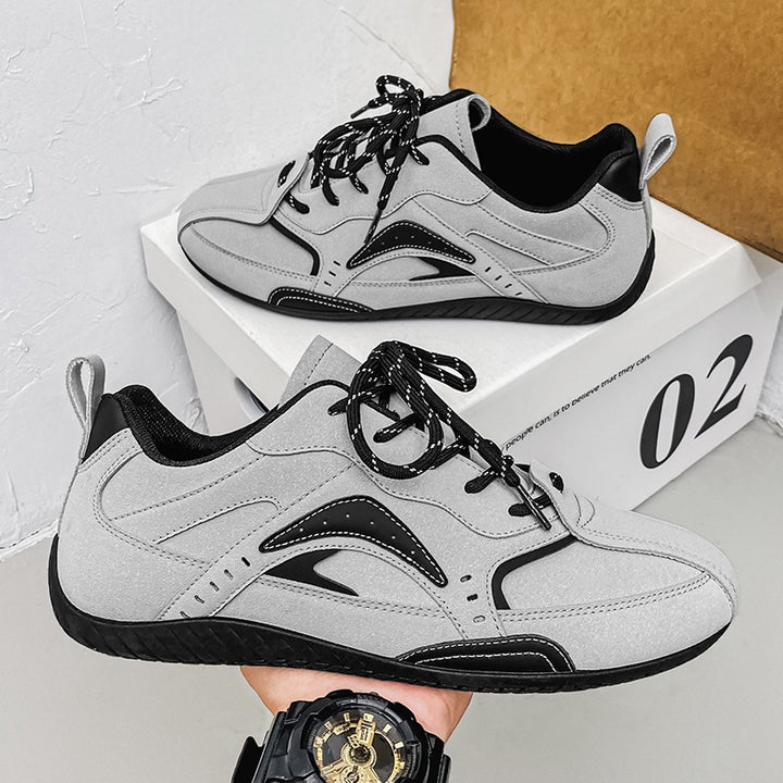 Unisex leichte Retro-Freizeitsneaker mit wildlederähnlichem Obermaterial, gepolstertem Einstieg und flexibler Gummilaufsohle Drune