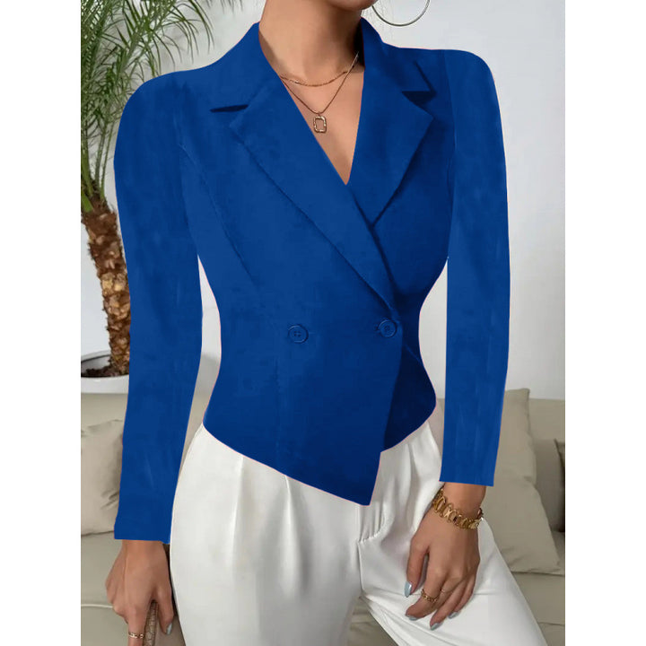 Damen Elegante Blazerjacke mit doppelt knöpfbarer Front und geschwungenem Saum Drune