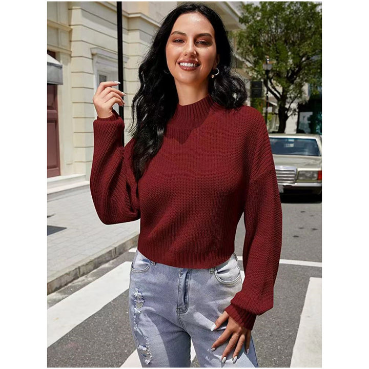 Damen Modischer Strickpullover mit weitem Ausschnitt Drune