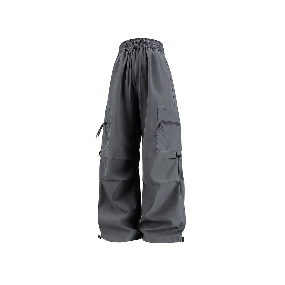 Damen Weite Cargo‑Schlaghose mit hohem Elastbund, Multitaschen und verstellbarem Saum Drune