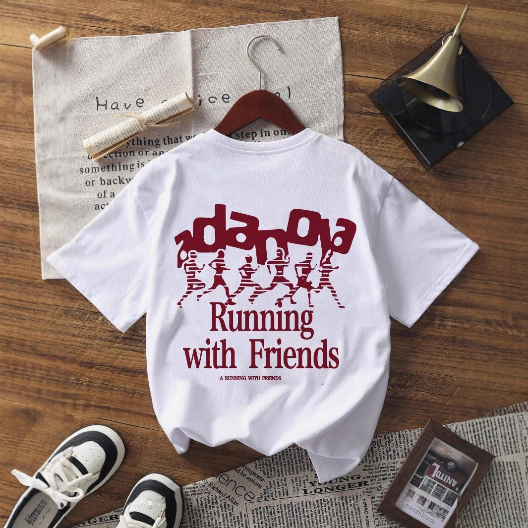 Damen Oversized T-Shirt mit kreativem Schriftzug und lässigem Schnitt Drune