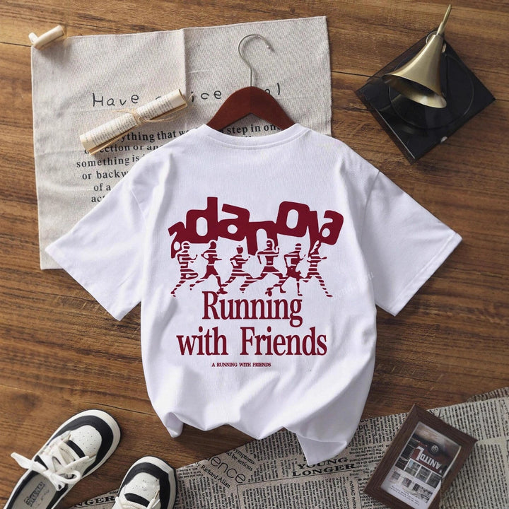 Damen Oversized T-Shirt mit kreativem Schriftzug und lässigem Schnitt Drune