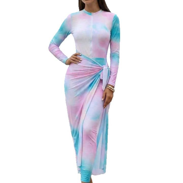 Damen Eleganter Surfanzug mit Reißverschluss und Wickeldetail Drune