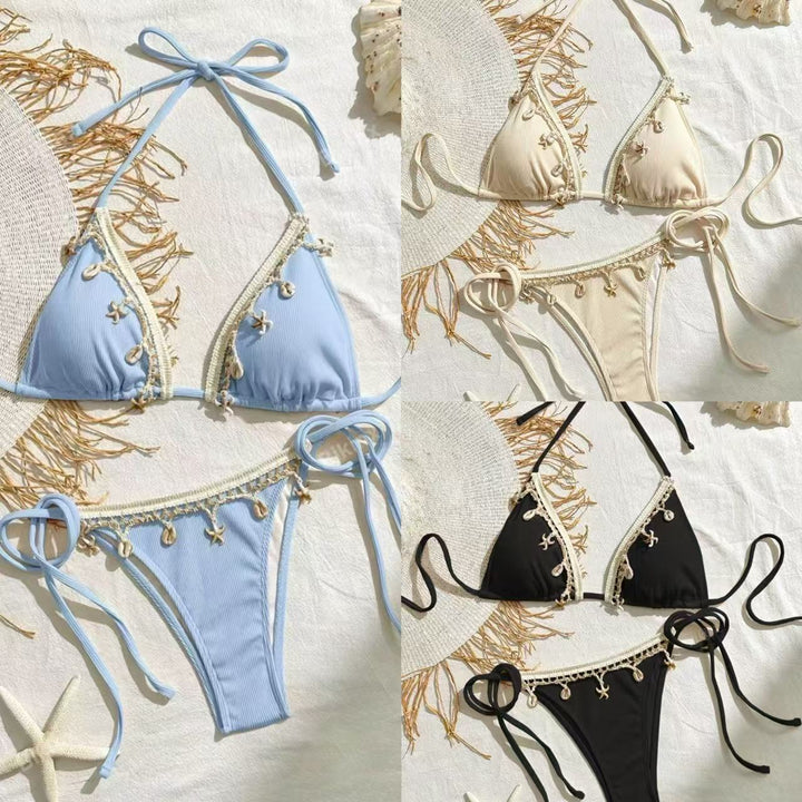 Damen Triangel-Bikini mit verspielten Häkel-Details Drune
