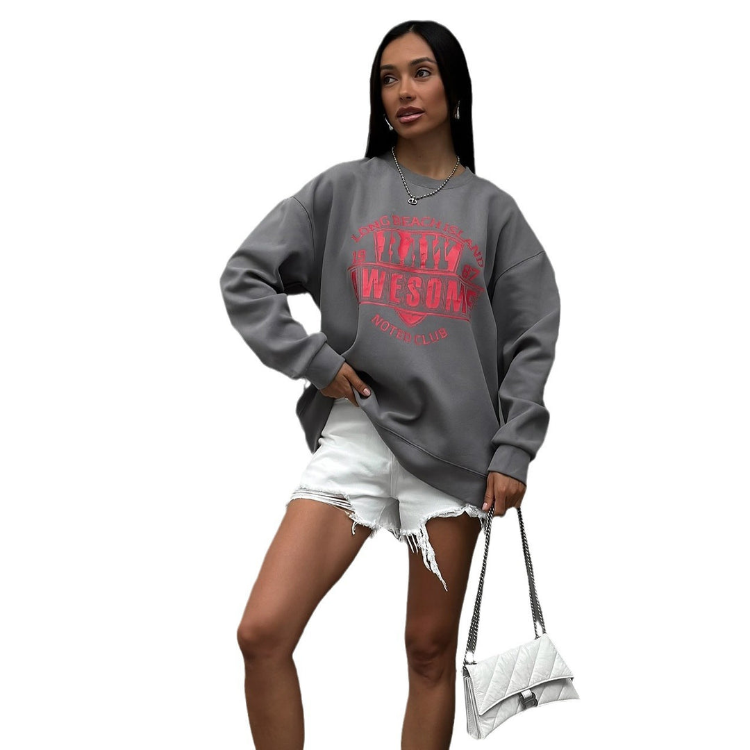Damen lässiges Sweatshirt mit kreativem Druck Drune