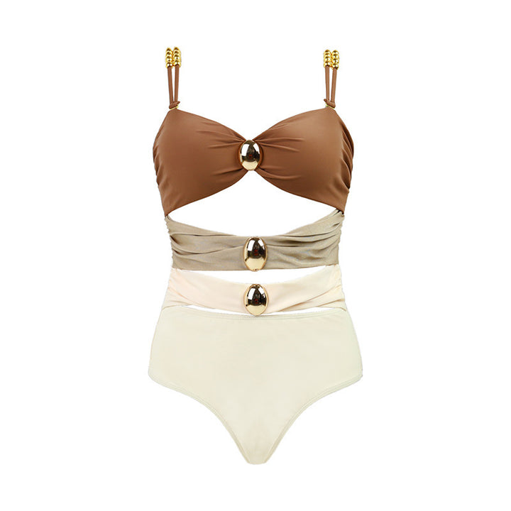 Damen Badespielanzug mit elegantem Wickeldesign und dekorativen Akzenten Drune