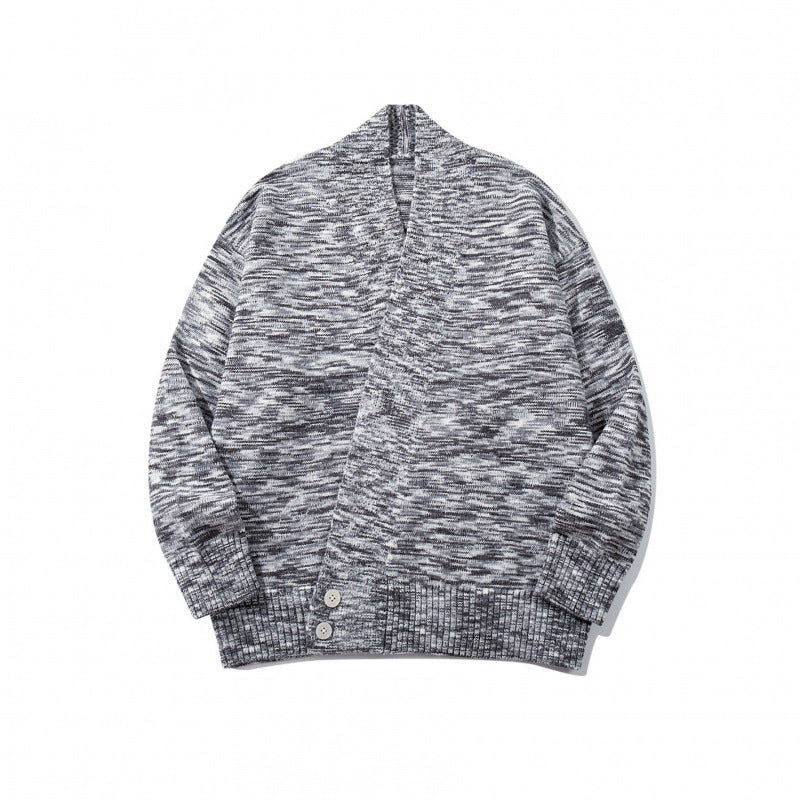 Unisex Boxy-Strickcardigan mit asymmetrischer Knopfleiste und breit geripptem Saum Drune