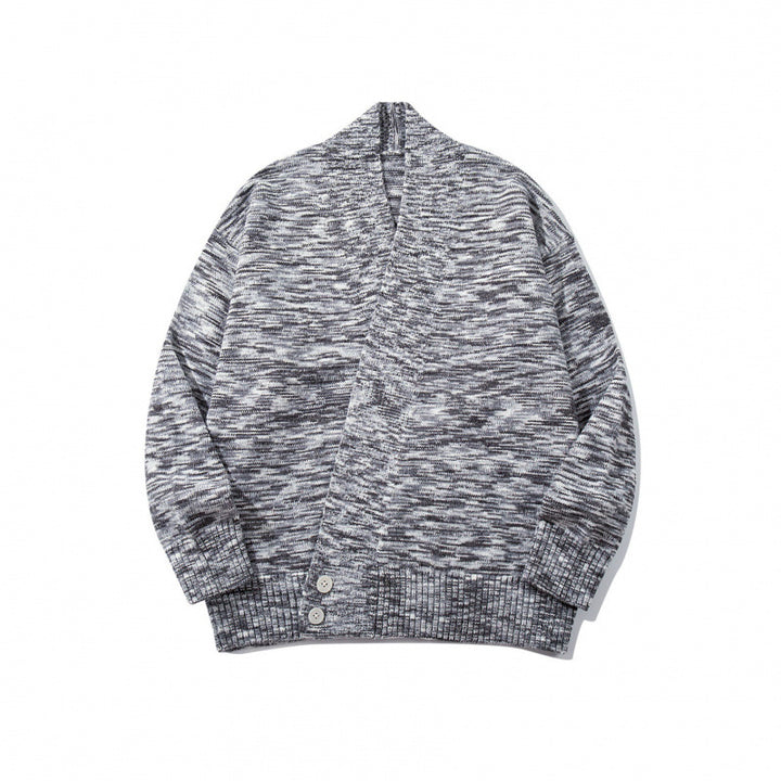 Unisex Boxy-Strickcardigan mit asymmetrischer Knopfleiste und breit geripptem Saum Drune
