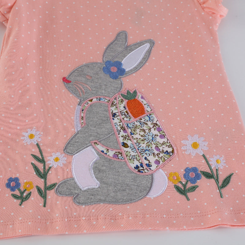 Mädchen T-Shirt mit niedlicher Hasenapplikation Drune