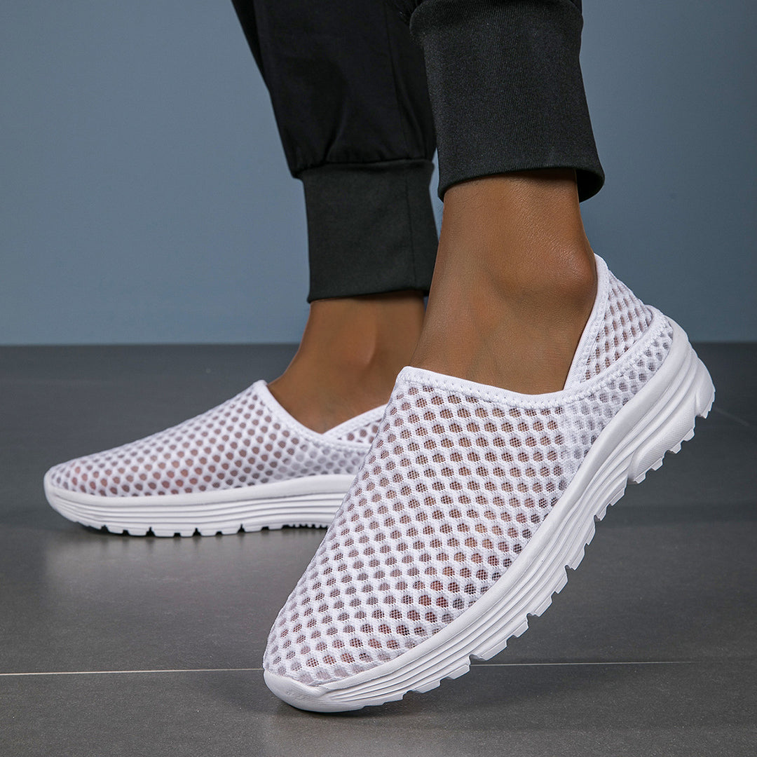 Damen nan luftige Schlupfsneaker mit Honigwaben-Strickoberteil und gedämpfter Komfortsohle Drune