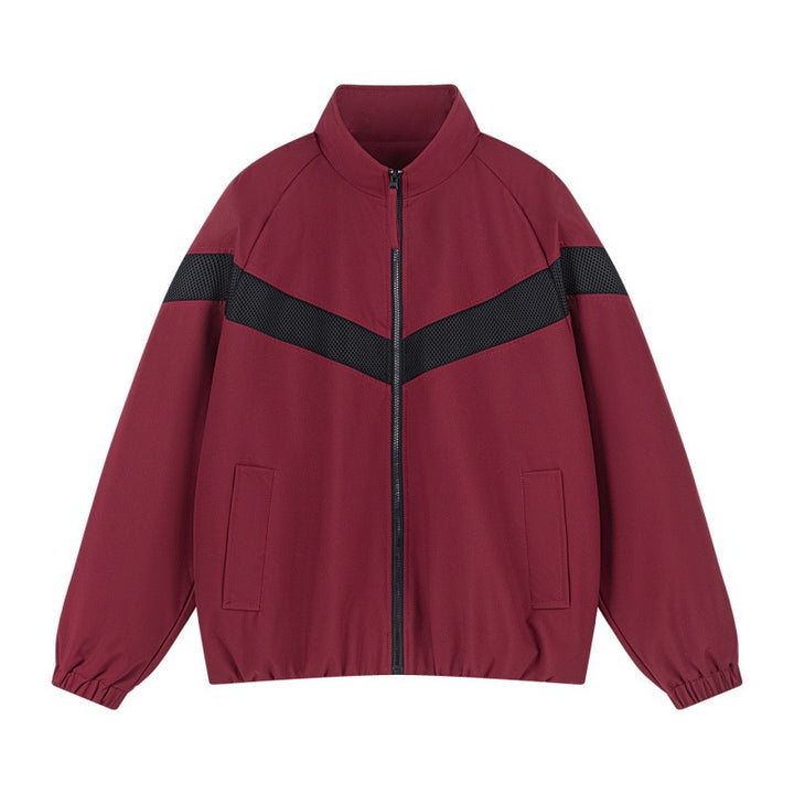 Unisex Leichte Trainingsjacke im Retro-Sportstil mit V-förmigem Reflektoreinsatz Drune