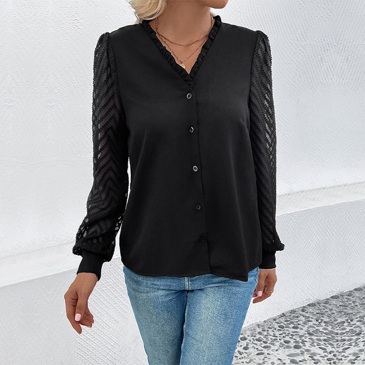 Damen Elegante V-Ausschnitt-Bluse Drune