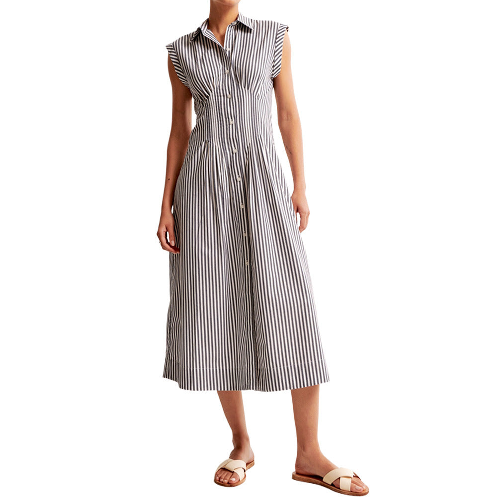 Damen Maxikleid mit Schulterklappen und klassischem Knopfverschluss Drune