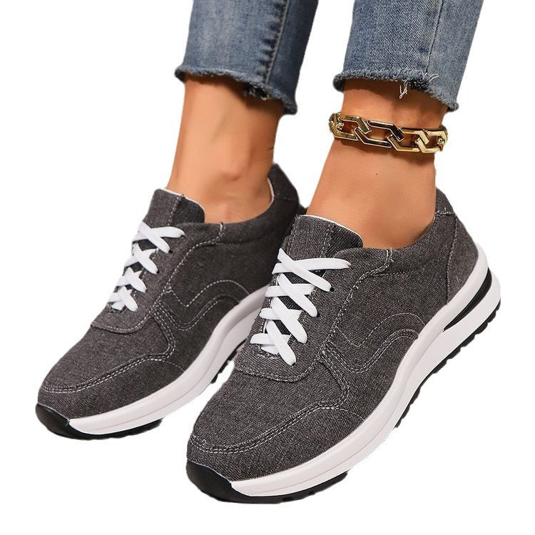 Damen leichte Sneaker im Jeanslook mit gepolstertem Komfortfußbett, stoßdämpfender EVA-Zwischensohle und profiliertem Laufsohlen-Design Drune