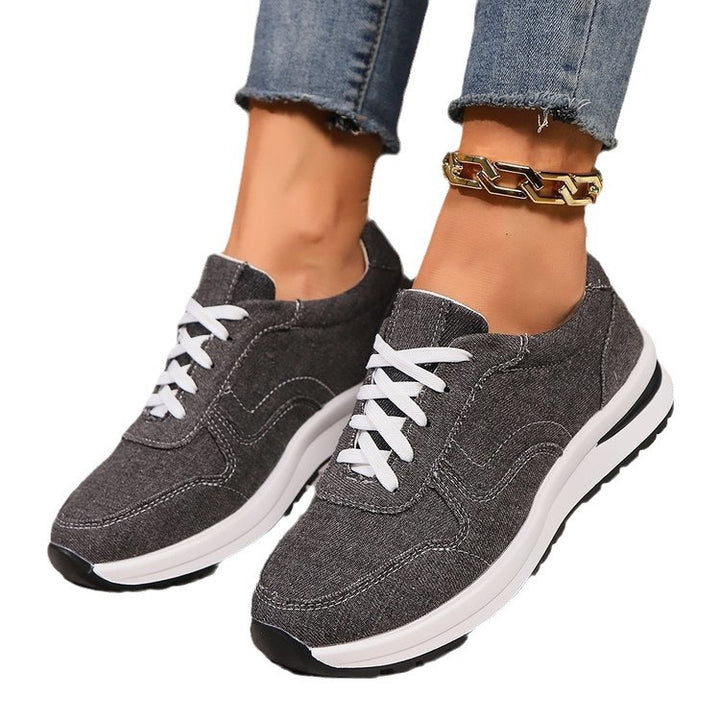 Damen leichte Sneaker im Jeanslook mit gepolstertem Komfortfußbett, stoßdämpfender EVA-Zwischensohle und profiliertem Laufsohlen-Design Drune