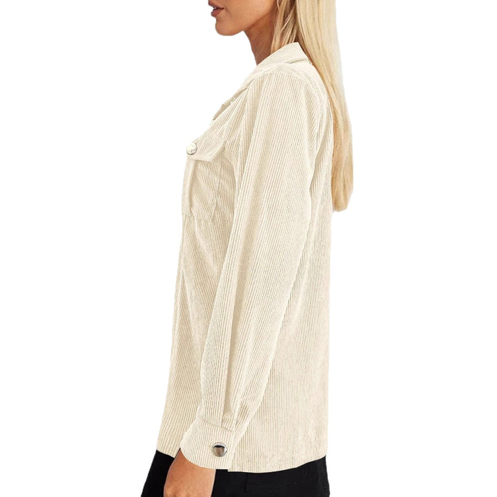 Damen Longline-Cordhemdjacke mit Brustklappen und Druckknopfleiste Drune