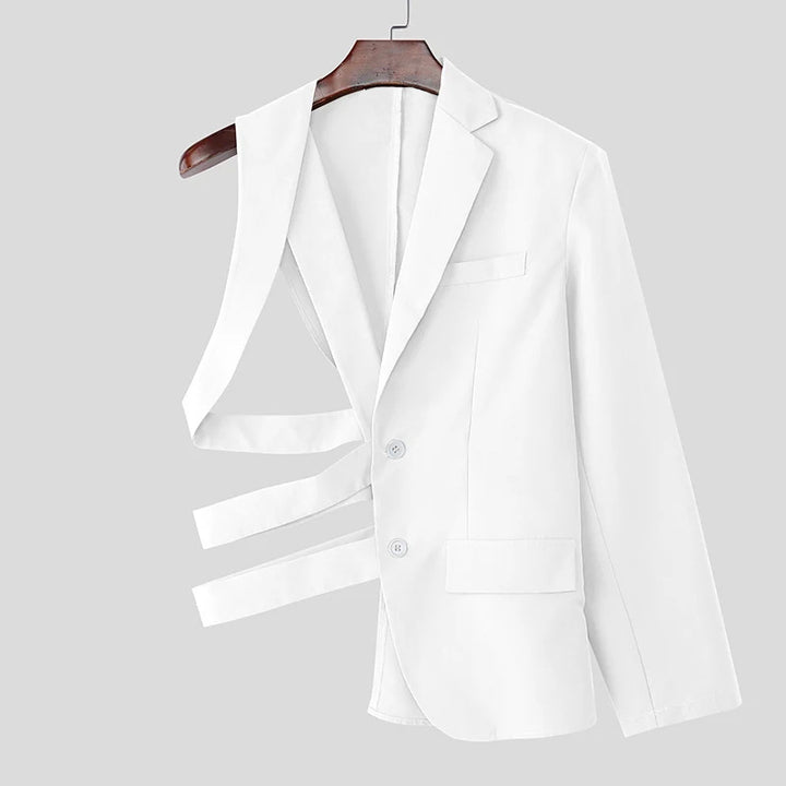 Damen nan asymmetrischer Blazer mit Riemendetails und Reverskragen Drune