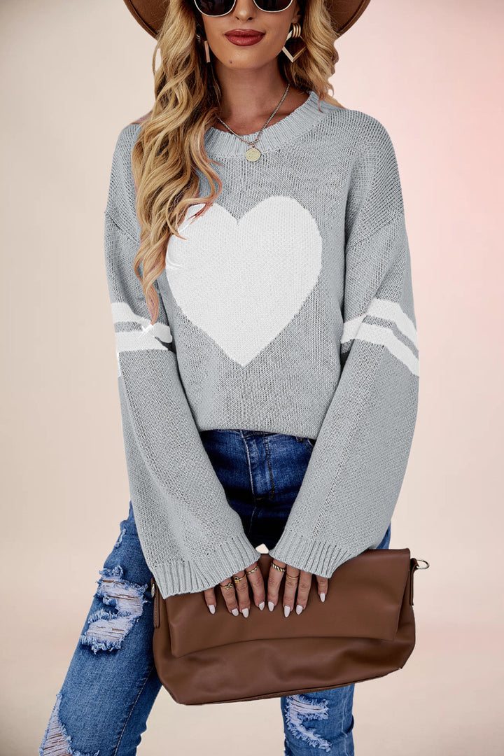 Damen Herz-Muster Pullover Drune