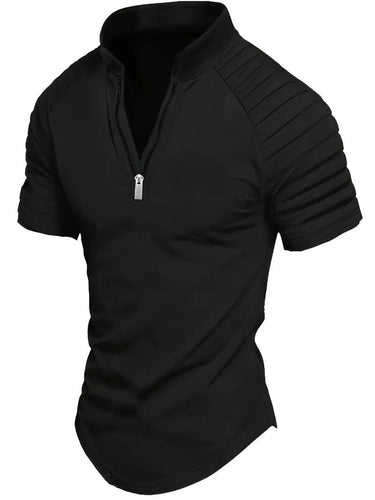 Herren sportliches Funktionsshirt mit halbem Reißverschluss und Rippdetails Drune