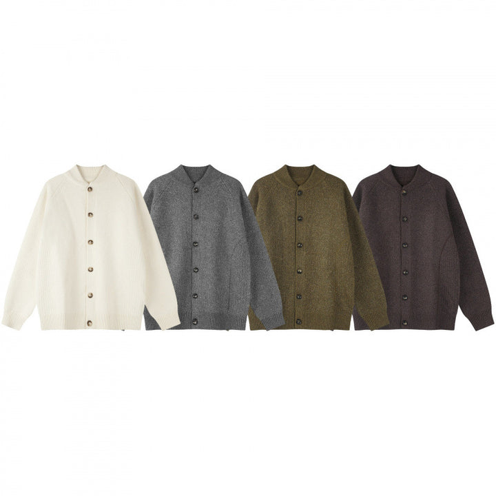 Herren Relaxter Grobstrick-Cardigan mit Raglanärmeln und Rippenabschlüssen Drune