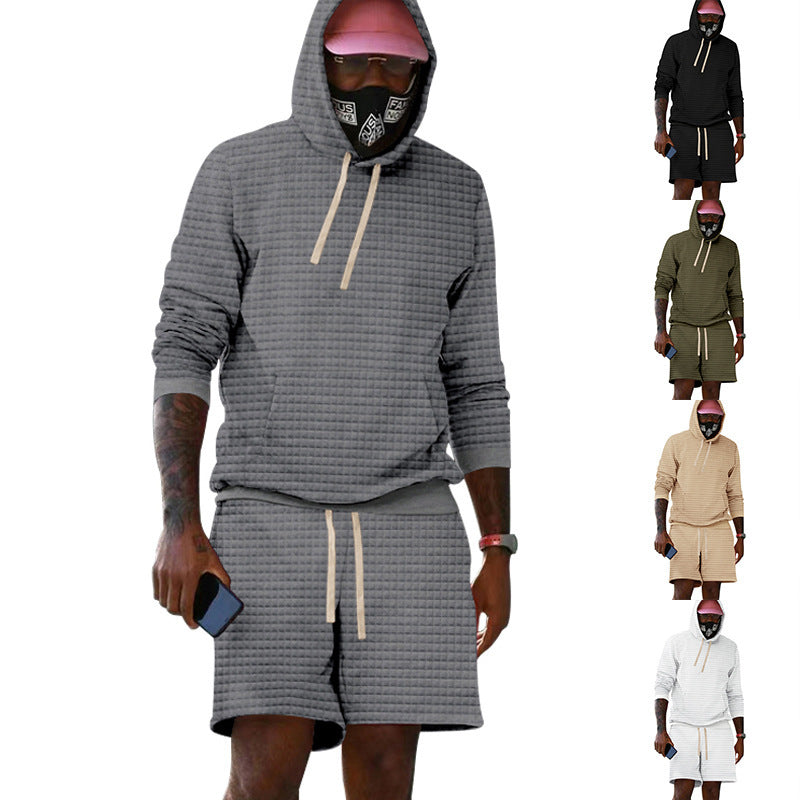 Herren Sportiv gestepptes Hoodie- und Shorts-Set Drune