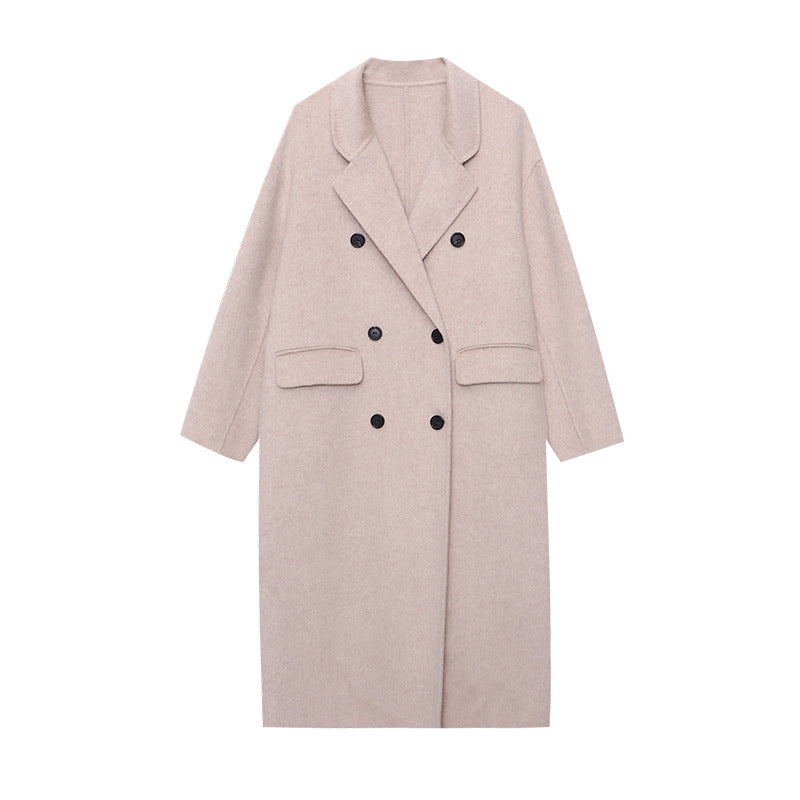 Damen eleganter doppelreihiger Wollmantel im oversized Schnitt Drune
