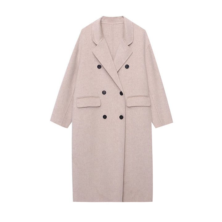 Damen eleganter doppelreihiger Wollmantel im oversized Schnitt Drune