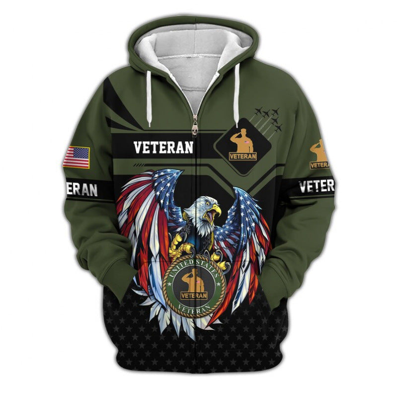 Herren Kapuzensweater mit amerikanischem Veteranenmotiv Drune
