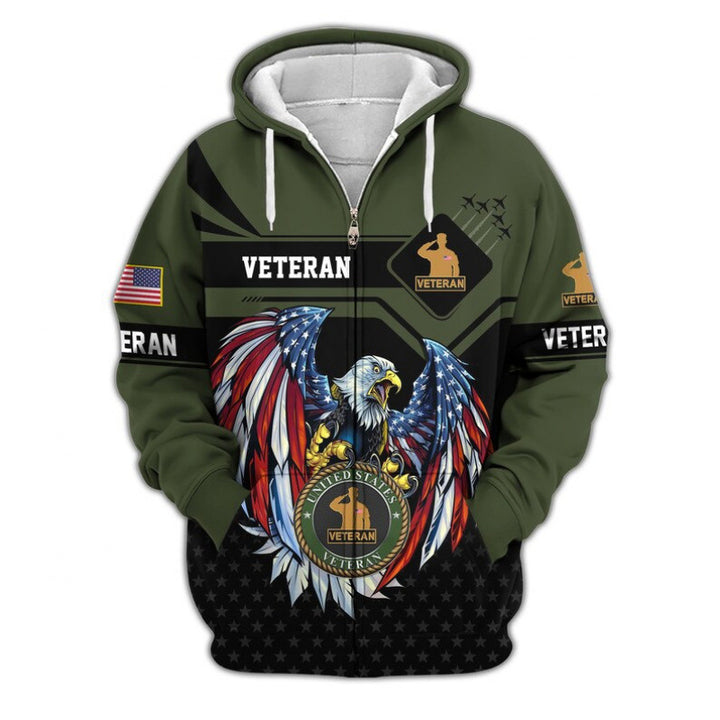 Herren Kapuzensweater mit amerikanischem Veteranenmotiv Drune