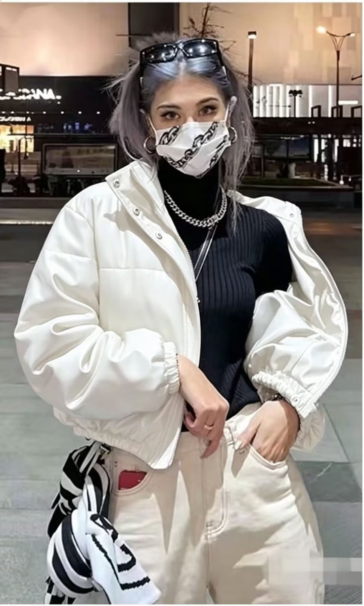 Damen Kurze wattierte Blousonjacke im Boxy-Look mit Stehkragen und elastischem Saum Drune