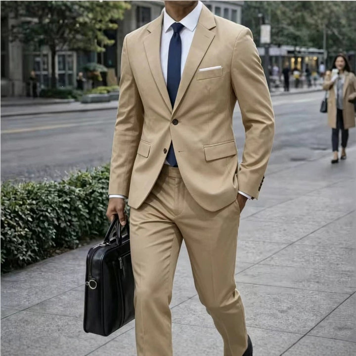 Herren Zweiteiliger Slim-Fit Businessanzug mit tailliertem Revers und schlanker Anzughose Drune