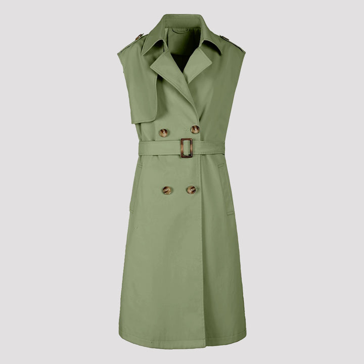 Damen Eleganter Trenchcoat ohne Ärmel Drune