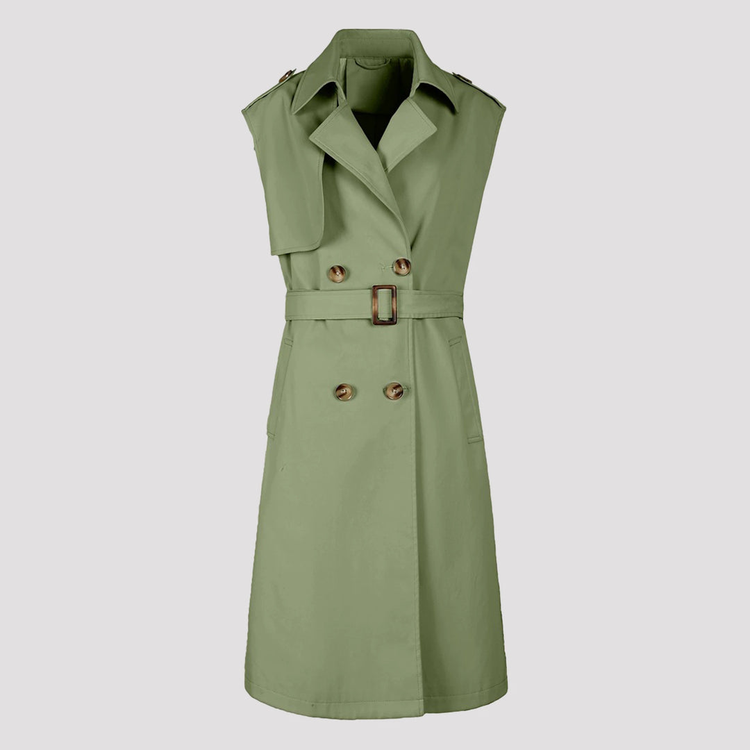 Damen Modischer Trenchcoat ohne Ärmel Drune