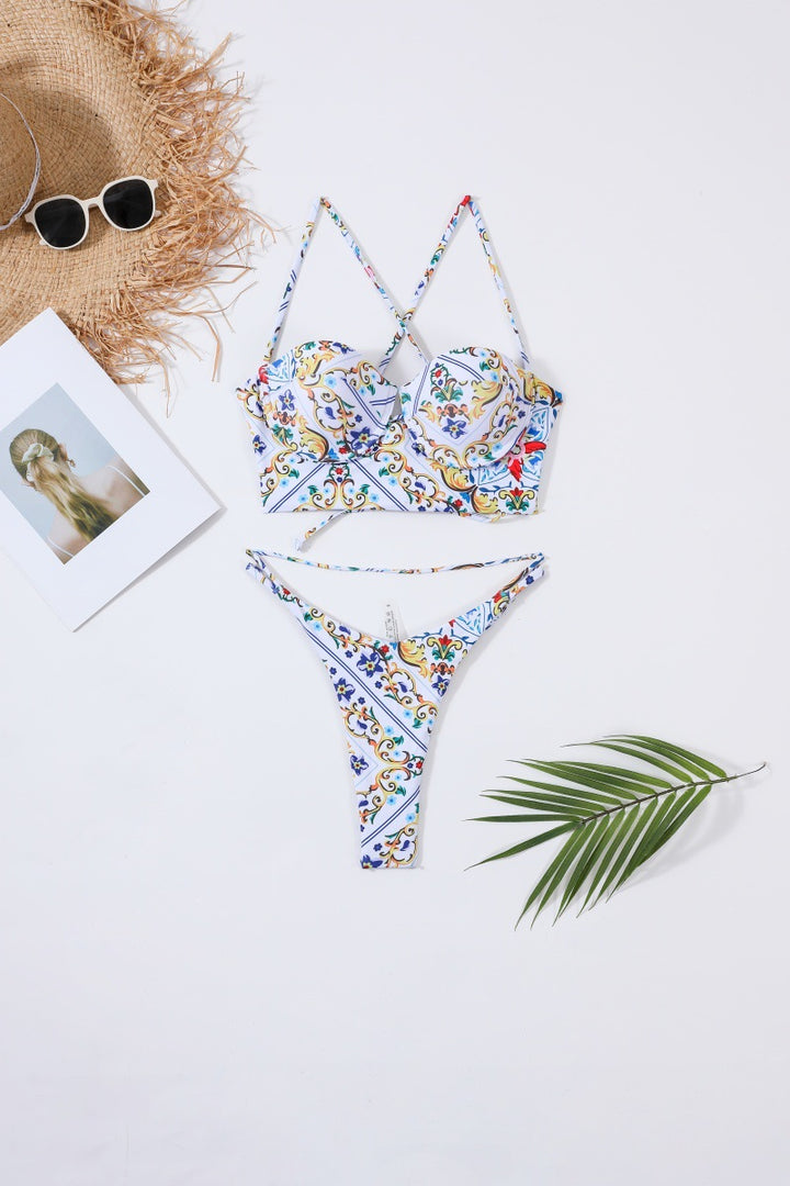 Damen Bügel-Bikini-Set mit floralen Akzenten Drune