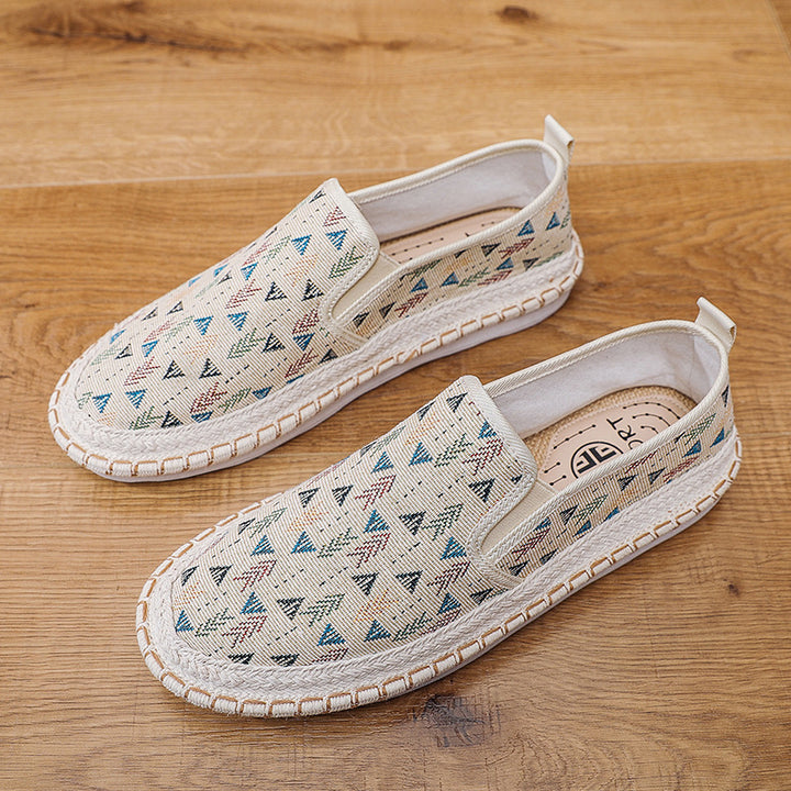Damen Bequeme Slip-On Mokassins mit buntem Muster Drune