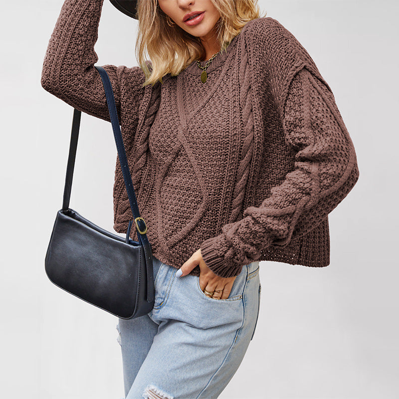 Damen Grobstrickpullover mit strukturiertem Zopfmuster Drune