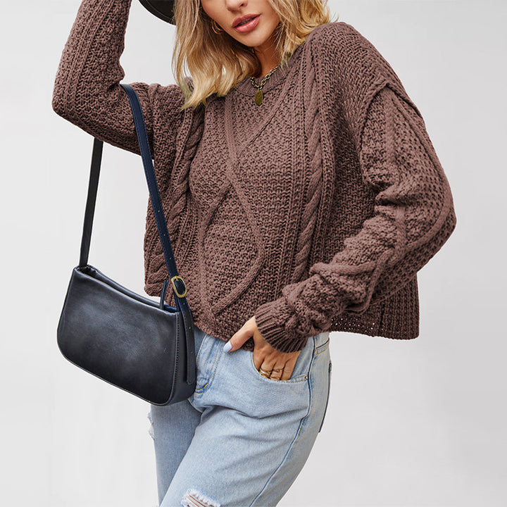 Damen Grobstrickpullover mit strukturiertem Zopfmuster Drune