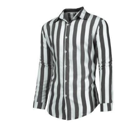 Herren elegantes gestreiftes Langarmhemd mit modernem Schnitt Drune