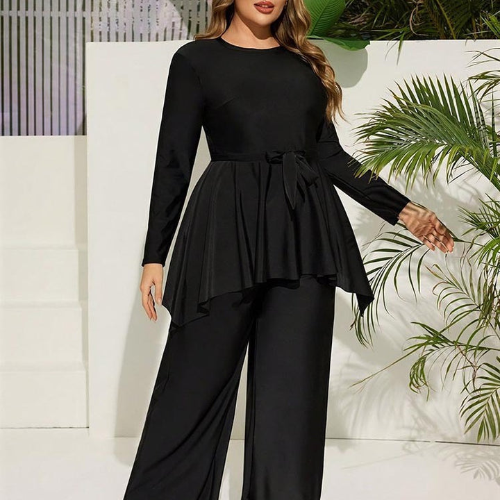 Damen eleganter Two-Piece Jumpsuit mit Wickel-Design Drune