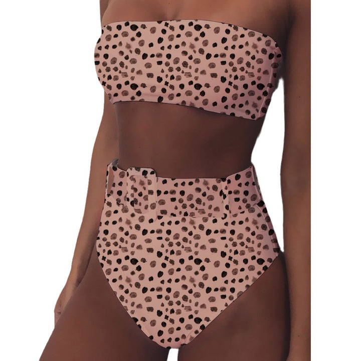 Damen Hoch tailliertes Bikini-Set mit bandeau Oberteil Drune