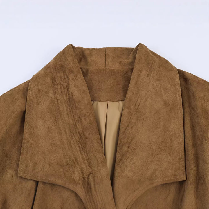 Damen Oversized Wasserfalljacke im Veloursleder-Look Drune