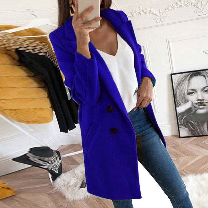 Damen Longline Wolloptik Mantel‑Blazer mit Reverskragen Drune