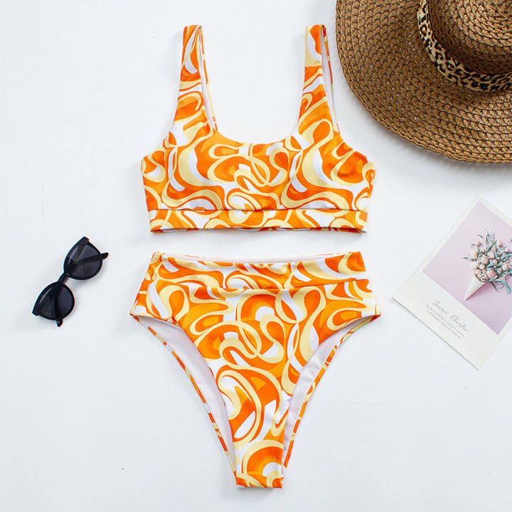 Damen Hochgeschnittener Bikini mit kreativem Farbverlauf Drune
