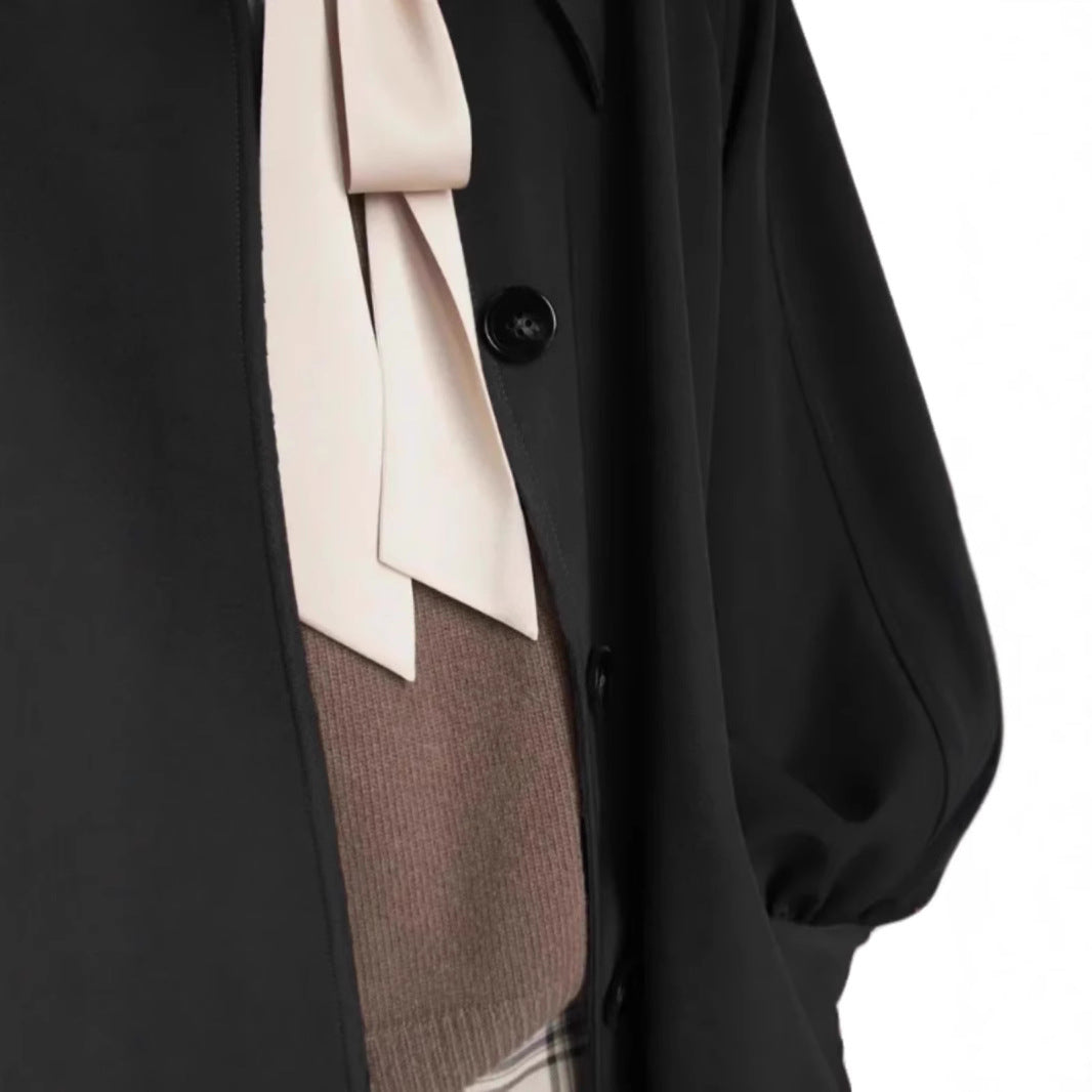 Damen Lange modische Jacke mit großem Kragen Drune