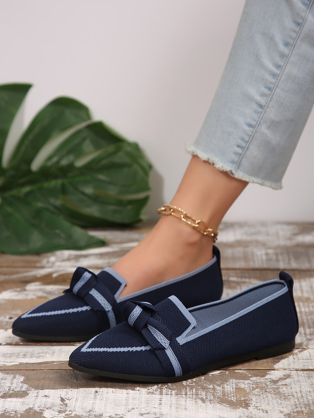 Damen Slip-On Mokassins mit elegantem Knoten-Detail Drune