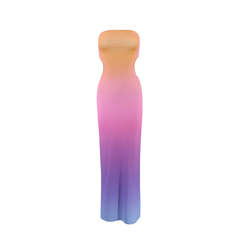 Damen trägerloses Maxikleid im Farbverlauf Drune