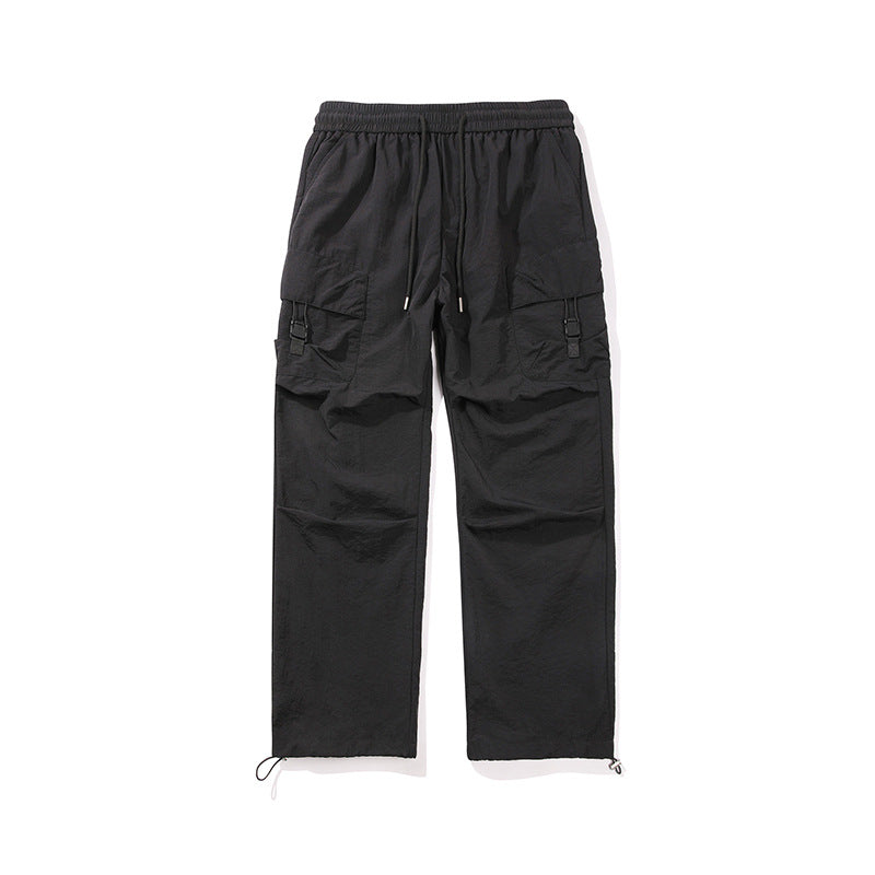 Herren Leichte Ripstop‑Trekking‑Cargohose mit Elastikbund, Kordelzug und Schnallen‑Cargotaschen Drune