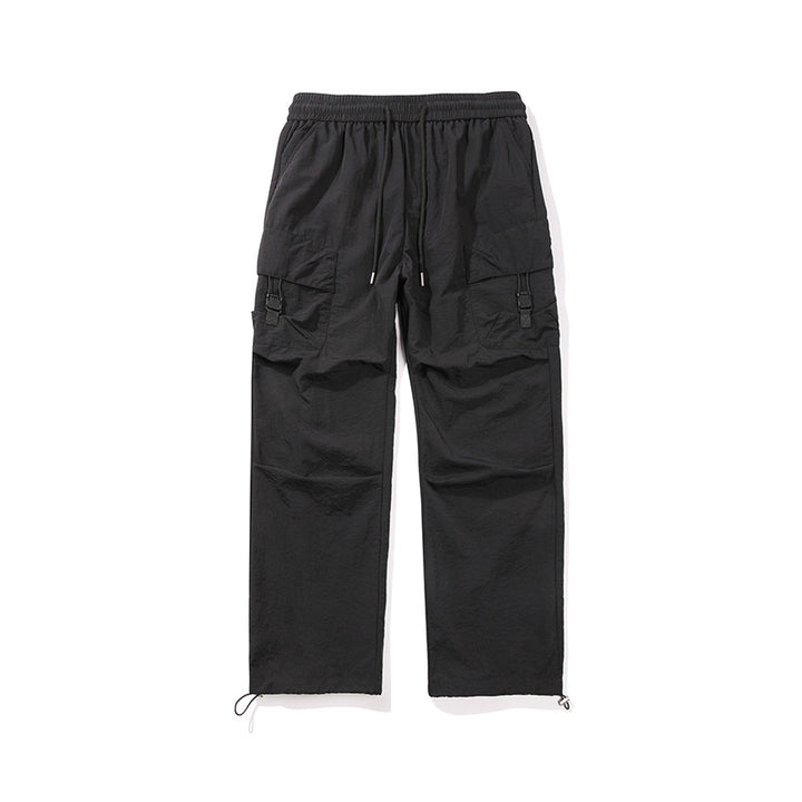 Herren Leichte Ripstop‑Trekking‑Cargohose mit Elastikbund, Kordelzug und Schnallen‑Cargotaschen Drune